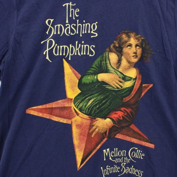 The Smashing Pumpkins Shirt Mens Navy Mellon Collie Navy Cotton Size Medium M - Picture 4 of 8